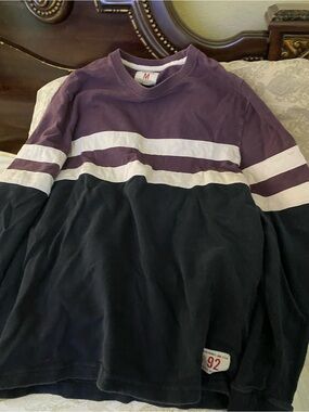 Abercrombie & Fitch Dark Purple Top with  stripe